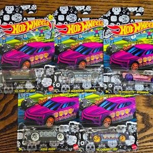Hot Wheels Day of Dead Sugar Skulls Halloween Die Cast Cars COMPLETE SET Sealed